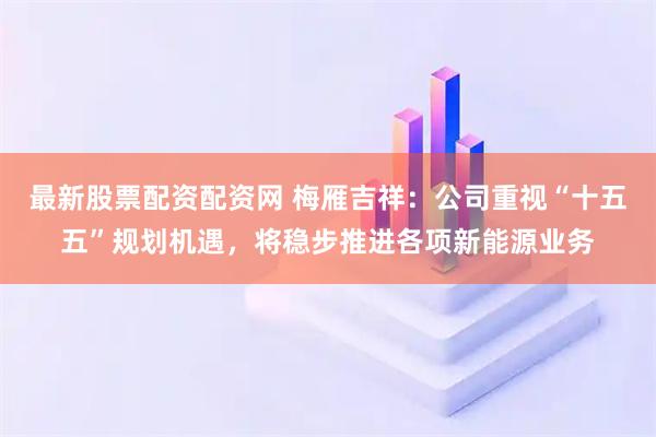 最新股票配资配资网 梅雁吉祥：公司重视“十五五”规划机遇，将稳步推进各项新能源业务